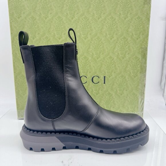 Gucci Chelsea Leather Interlocking GG Ankle Boots Black Men’s UK 7.5 US 8 - Picture 9 of 14
